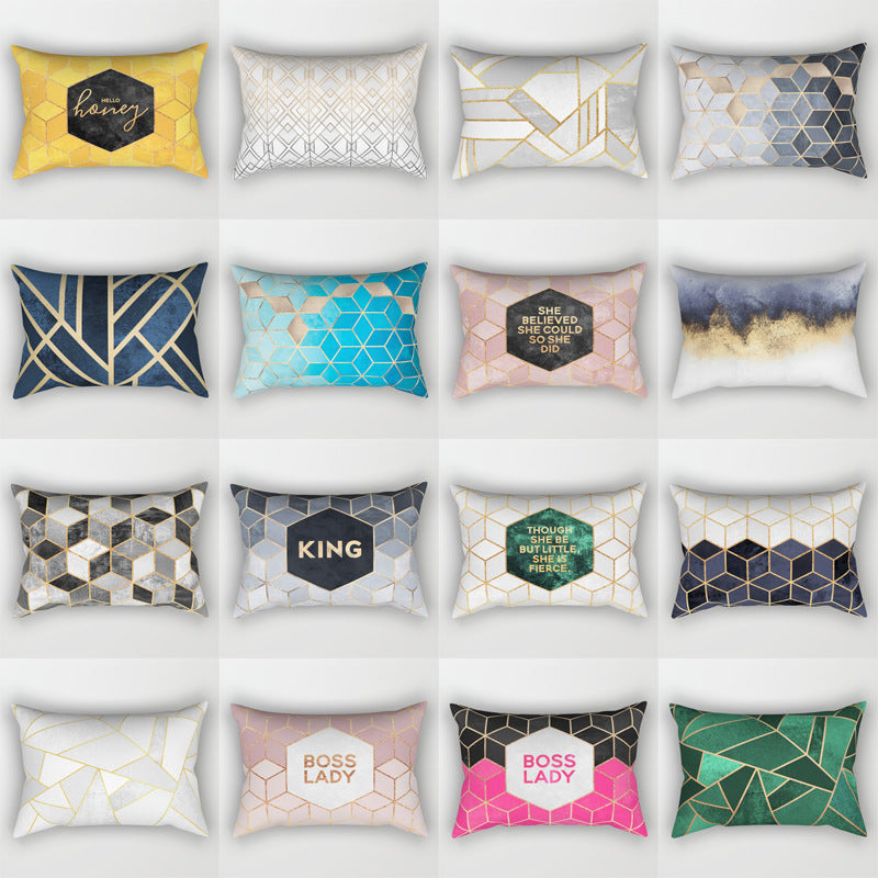 Full Printed 11.8 x 19.7" Premium Square Polyester Short Plush Throw Pillowcase W/Hidden Zipper
