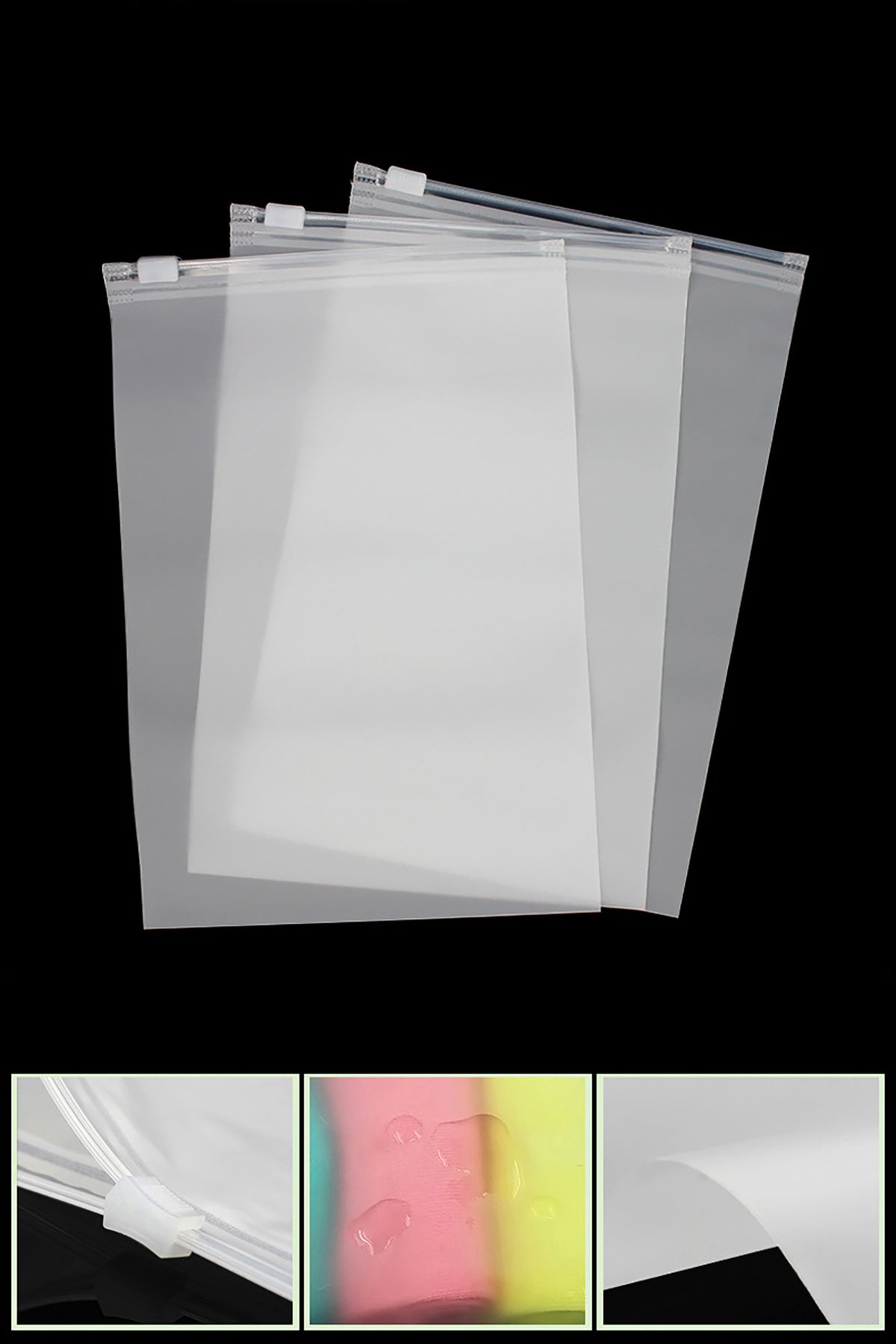 15.8 x 19.7" Matte Frosted Storage Bag Waterproof Zip-Lock Seal Storage Bag Makeup Packing Pouch