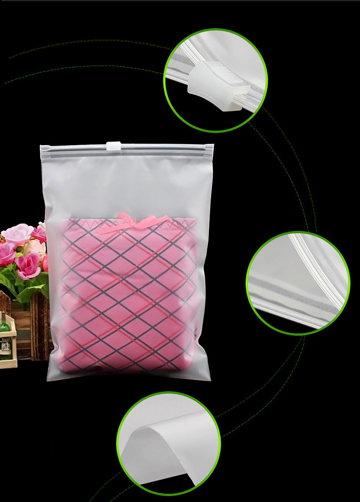 15.8 x 19.7" Matte Frosted Storage Bag Waterproof Zip-Lock Seal Storage Bag Makeup Packing Pouch