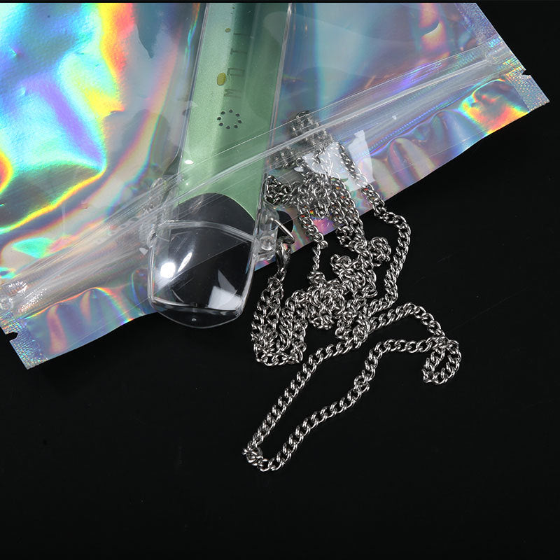 Custom Size 4x7.1" Iridescent Resealable Plastic Bags Clear Window Zipper Bag Zip lock Storage Pouch