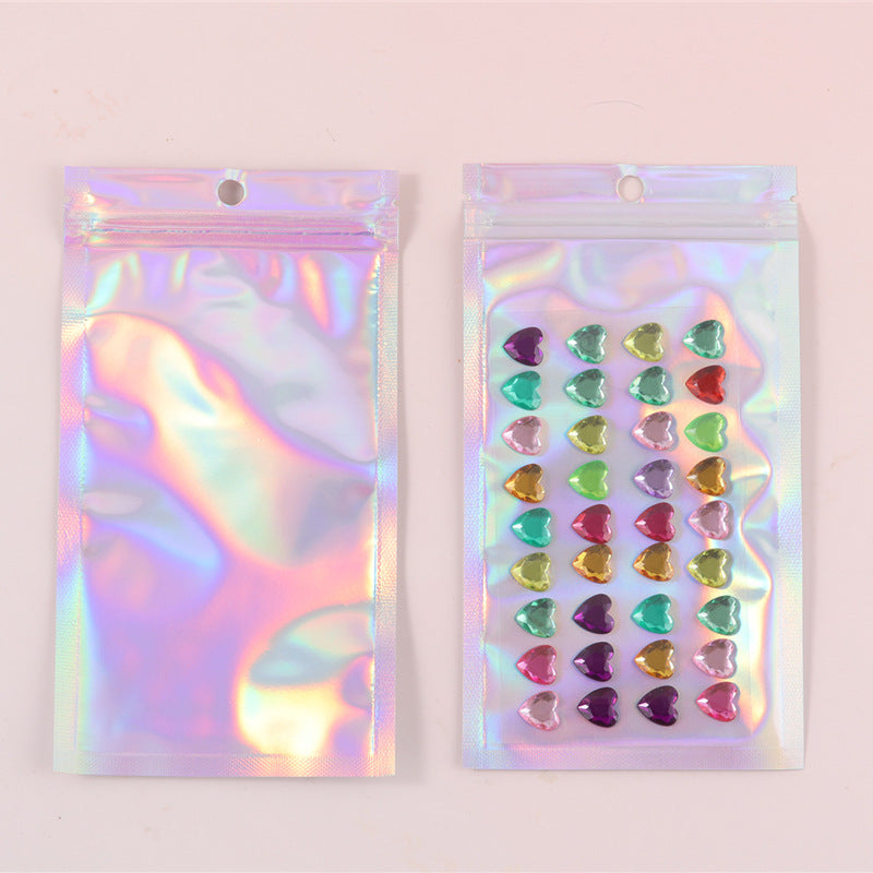 Custom Size 4x7.1" Iridescent Resealable Plastic Bags Clear Window Zipper Bag Zip lock Storage Pouch