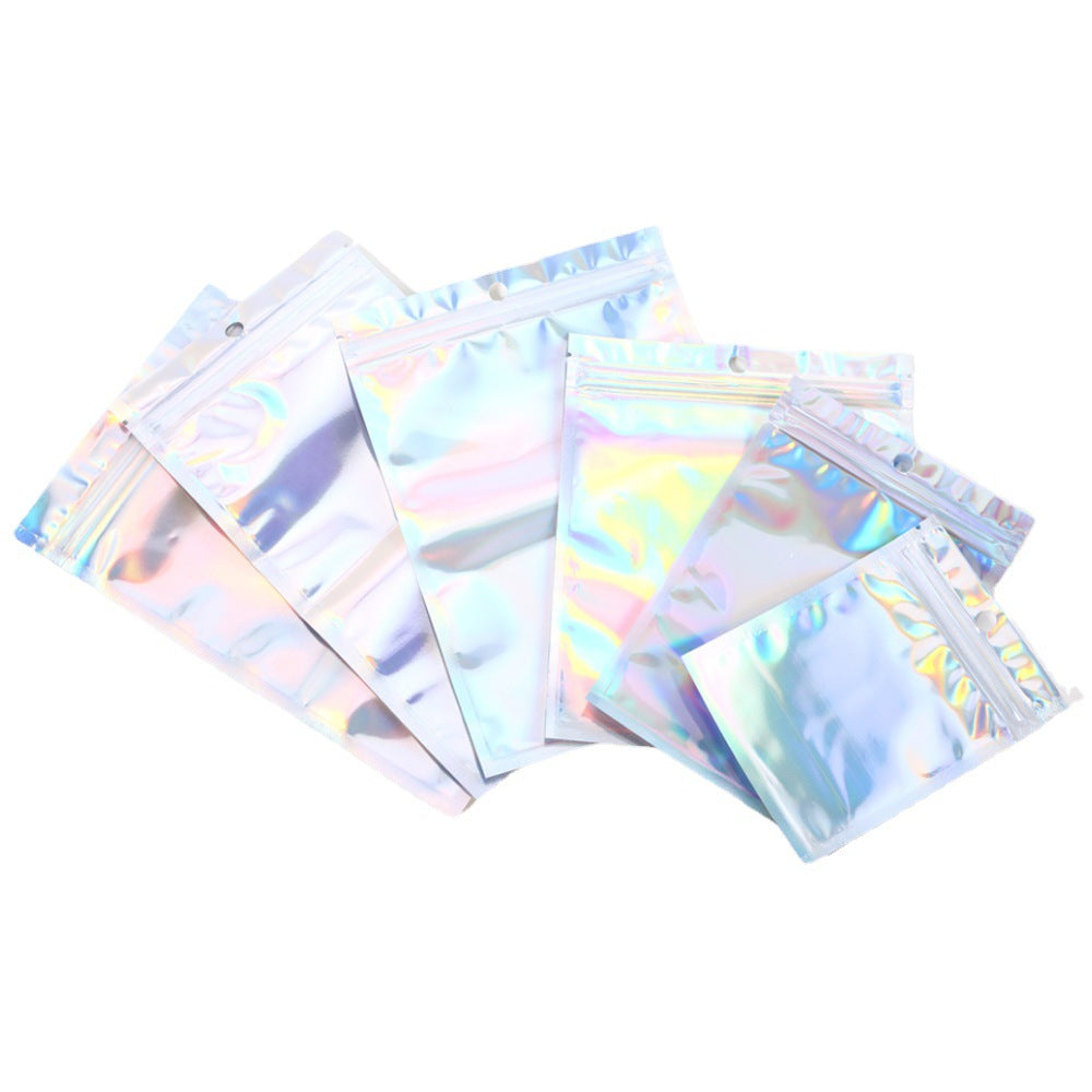Custom Size 4x7.1" Iridescent Resealable Plastic Bags Clear Window Zipper Bag Zip lock Storage Pouch