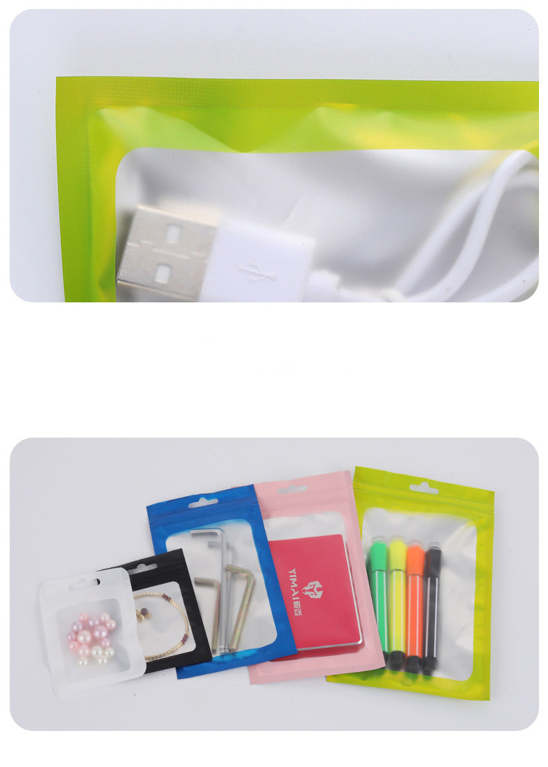 Custom Size 4x7.1" Colorful Resealable Plastic Bags Clear Window Zipper Bag Zip lock Storage Pouch