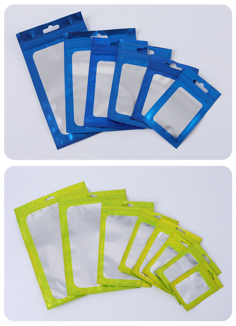Custom Size 4x7.1" Colorful Resealable Plastic Bags Clear Window Zipper Bag Zip lock Storage Pouch