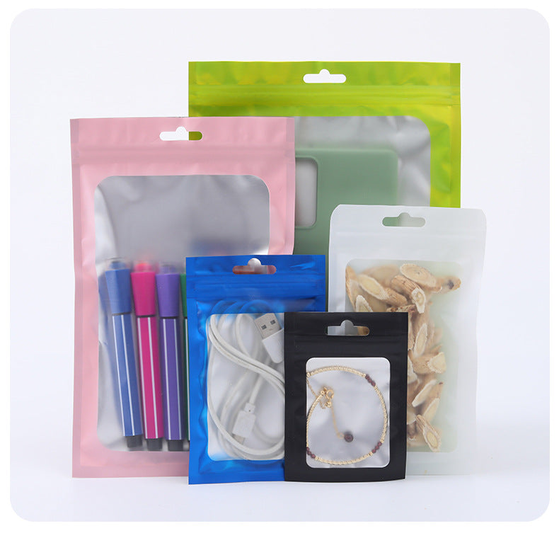 Custom Size 4x7.1" Colorful Resealable Plastic Bags Clear Window Zipper Bag Zip lock Storage Pouch