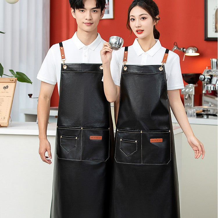 PU Leather Apron Bib for Kitchen Crafting BBQ Outdoors