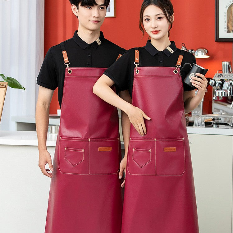PU Leather Apron Bib for Kitchen Crafting BBQ Outdoors