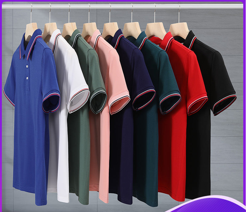 Unisex Regular-fit Short-Sleeve Combed Cotton Lapel Polo Shirt