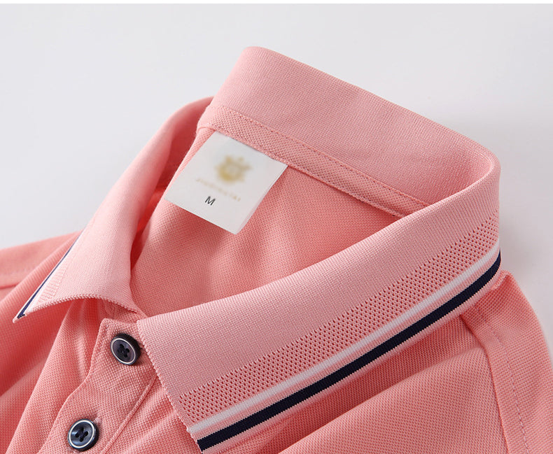 Unisex Regular-fit Short-Sleeve Combed Cotton Lapel Polo Shirt