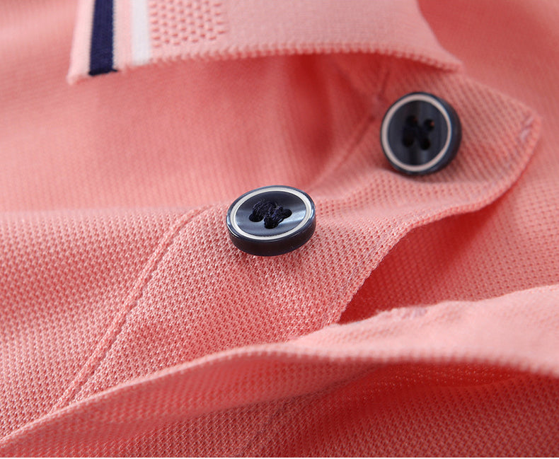 Unisex Regular-fit Short-Sleeve Combed Cotton Lapel Polo Shirt