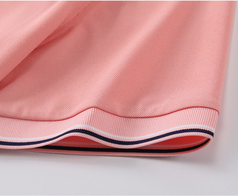 Unisex Regular-fit Short-Sleeve Combed Cotton Lapel Polo Shirt