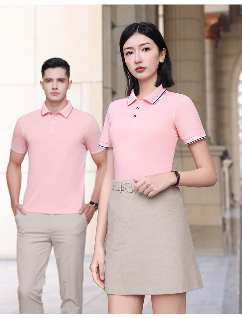 Unisex Regular-fit Short-Sleeve Combed Cotton Lapel Polo Shirt