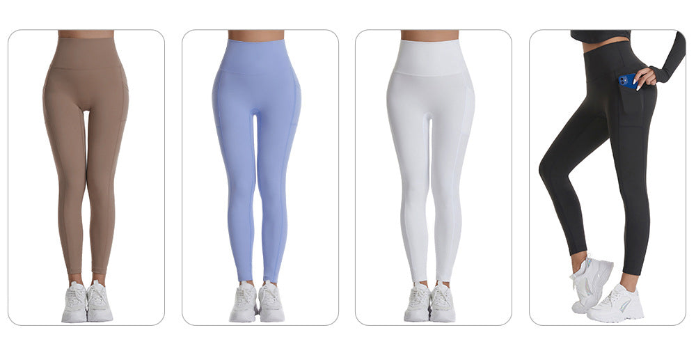 Premium Women's Fitness High Waist Yoga Leggings Tummy Control Sport Tights With Side Pocket