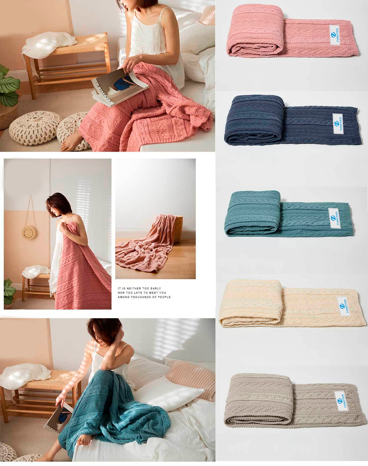 Knitted Blanket Scarf Pashmina Shawls Wraps, Autumn Winter Twin Blanket For Sofa, Bed, Picnic, Couch