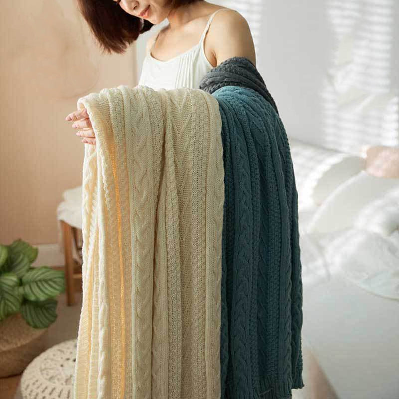 Knitted Blanket Scarf Pashmina Shawls Wraps, Autumn Winter Twin Blanket For Sofa, Bed, Picnic, Couch