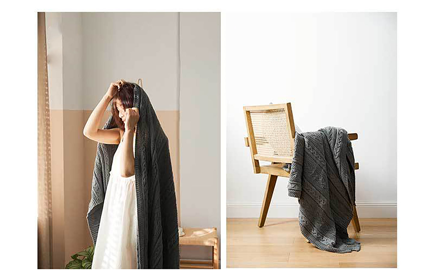 Knitted Blanket Scarf Pashmina Shawls Wraps, Autumn Winter Twin Blanket For Sofa, Bed, Picnic, Couch