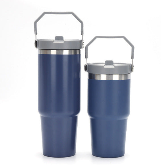 30 Oz /900ml Insulated Water Bottle Tumbler Cup W/Flip Straw and Handle Loop