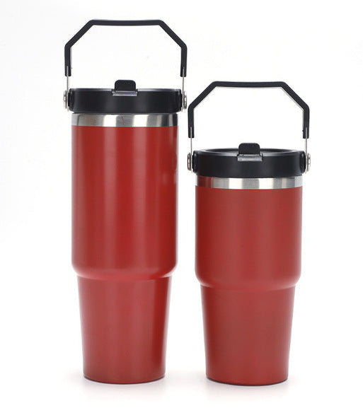 30 Oz /900ml Insulated Water Bottle Tumbler Cup W/Flip Straw and Handle Loop