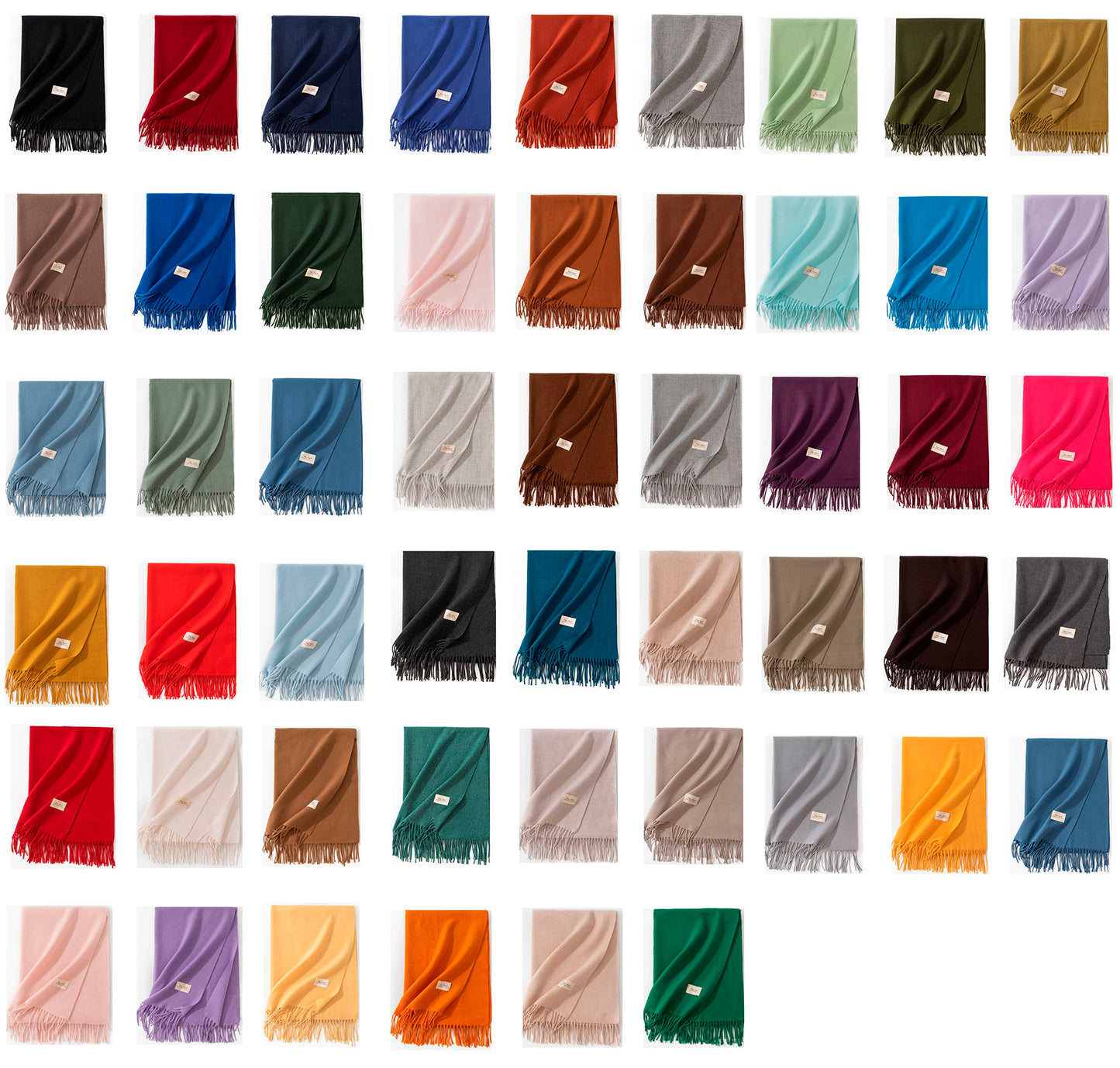 79'' Imitation Cashmere Scarf Pashmina Shawls Wraps, Autumn Winter Scarf Fringed Scarf - Woven Label