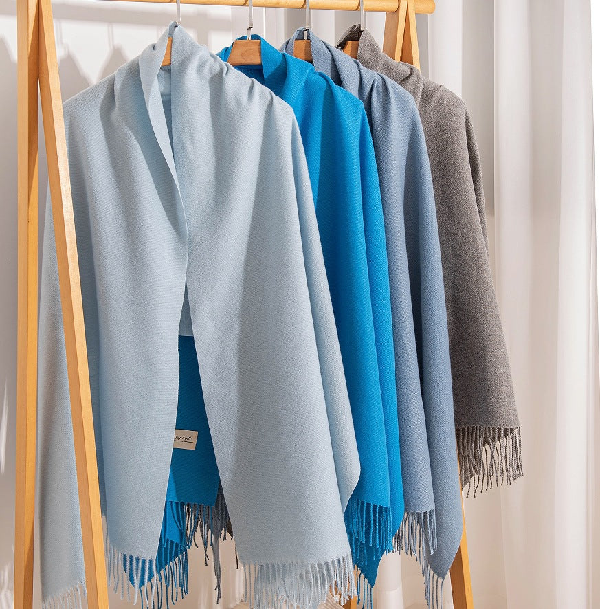 79'' Imitation Cashmere Scarf Pashmina Shawls Wraps, Autumn Winter Scarf Fringed Scarf - Woven Label