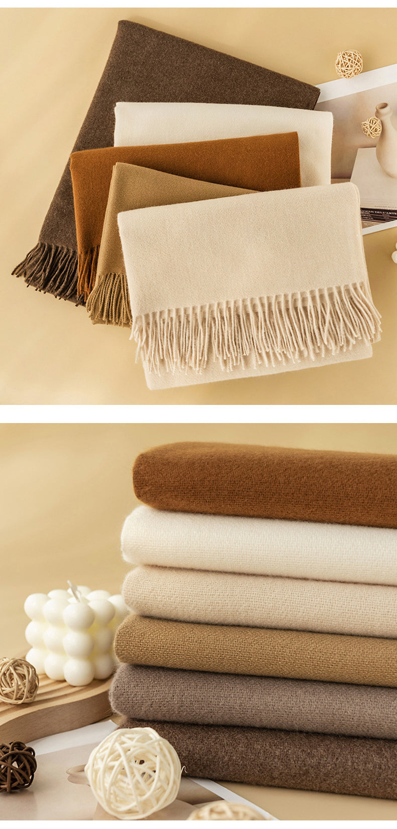 79'' Imitation Cashmere Scarf Pashmina Shawls Wraps, Autumn Winter Scarf Fringed Scarf - Woven Label