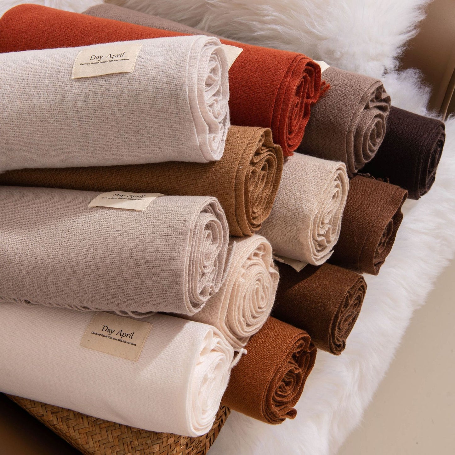 79'' Imitation Cashmere Scarf Pashmina Shawls Wraps, Autumn Winter Scarf Fringed Scarf - Woven Label