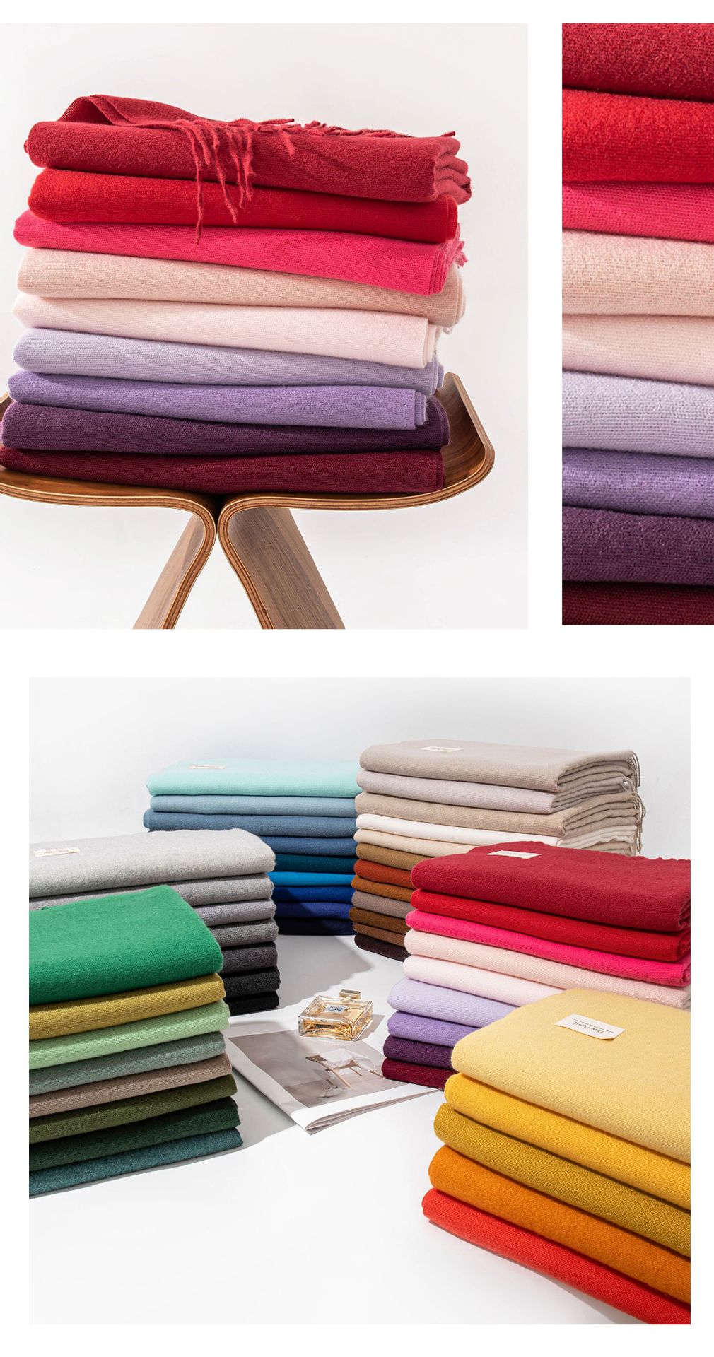 79'' Imitation Cashmere Scarf Pashmina Shawls Wraps, Autumn Winter Scarf Fringed Scarf - Woven Label