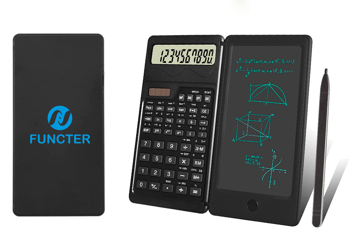 Intelligent Folding Portable Scientific Function Counter Solar Calculator with LCD Writing Notepad