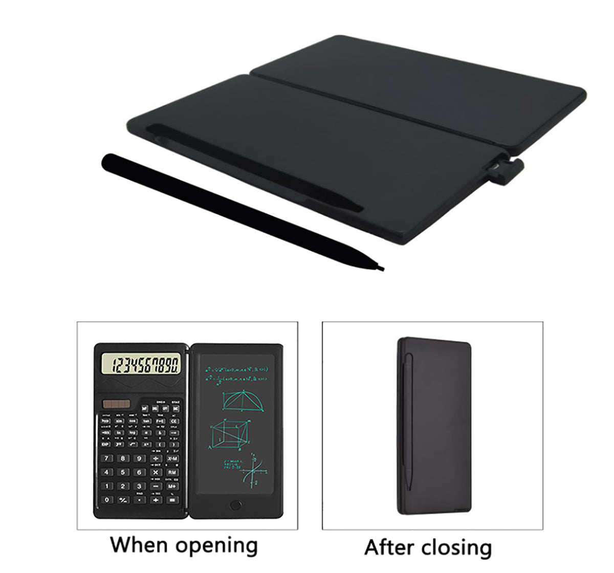 Intelligent Folding Portable Scientific Function Counter Solar Calculator with LCD Writing Notepad