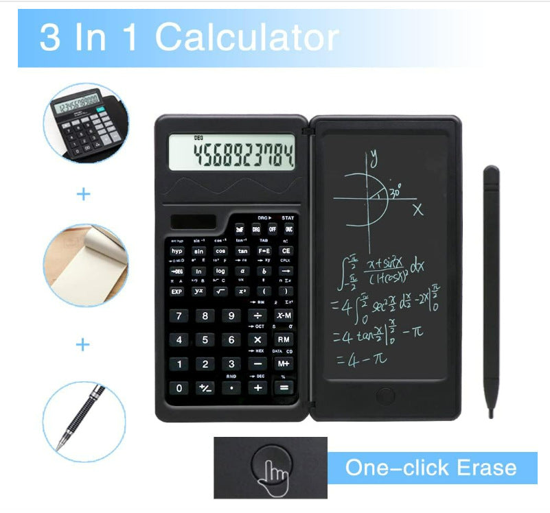 Intelligent Folding Portable Scientific Function Counter Solar Calculator with LCD Writing Notepad
