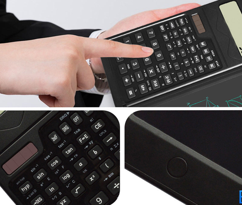 Intelligent Folding Portable Scientific Function Counter Solar Calculator with LCD Writing Notepad