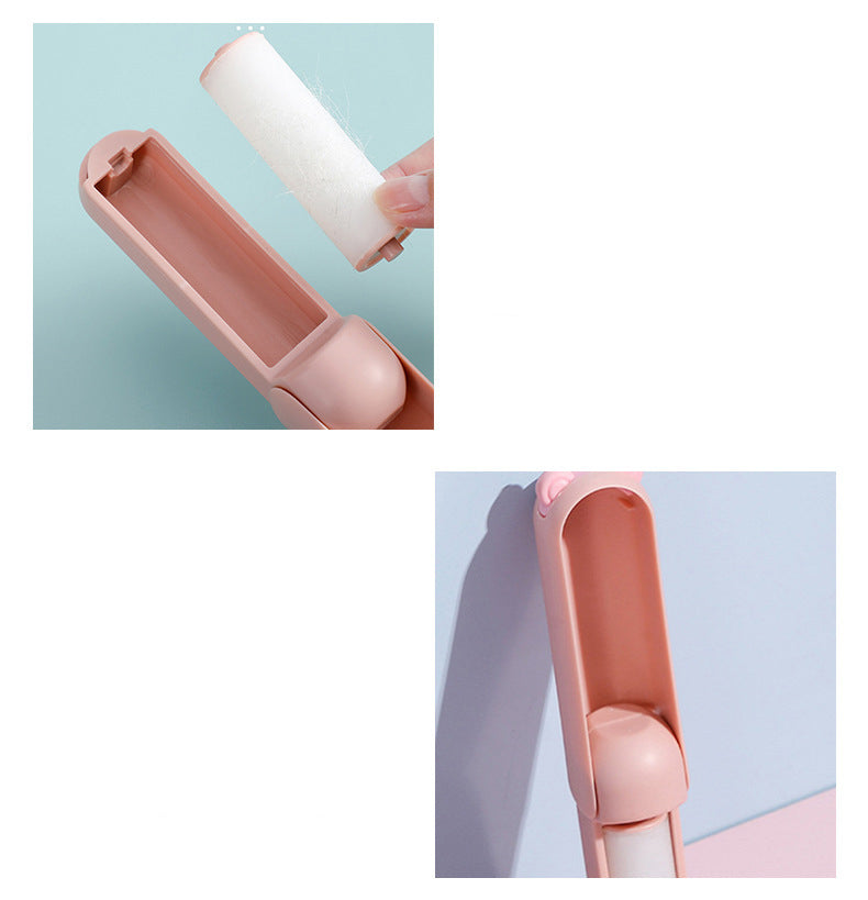 Cat Shaped Portable Folding Lint Roller Washable Sticky Roller for Clothes Pet Hair