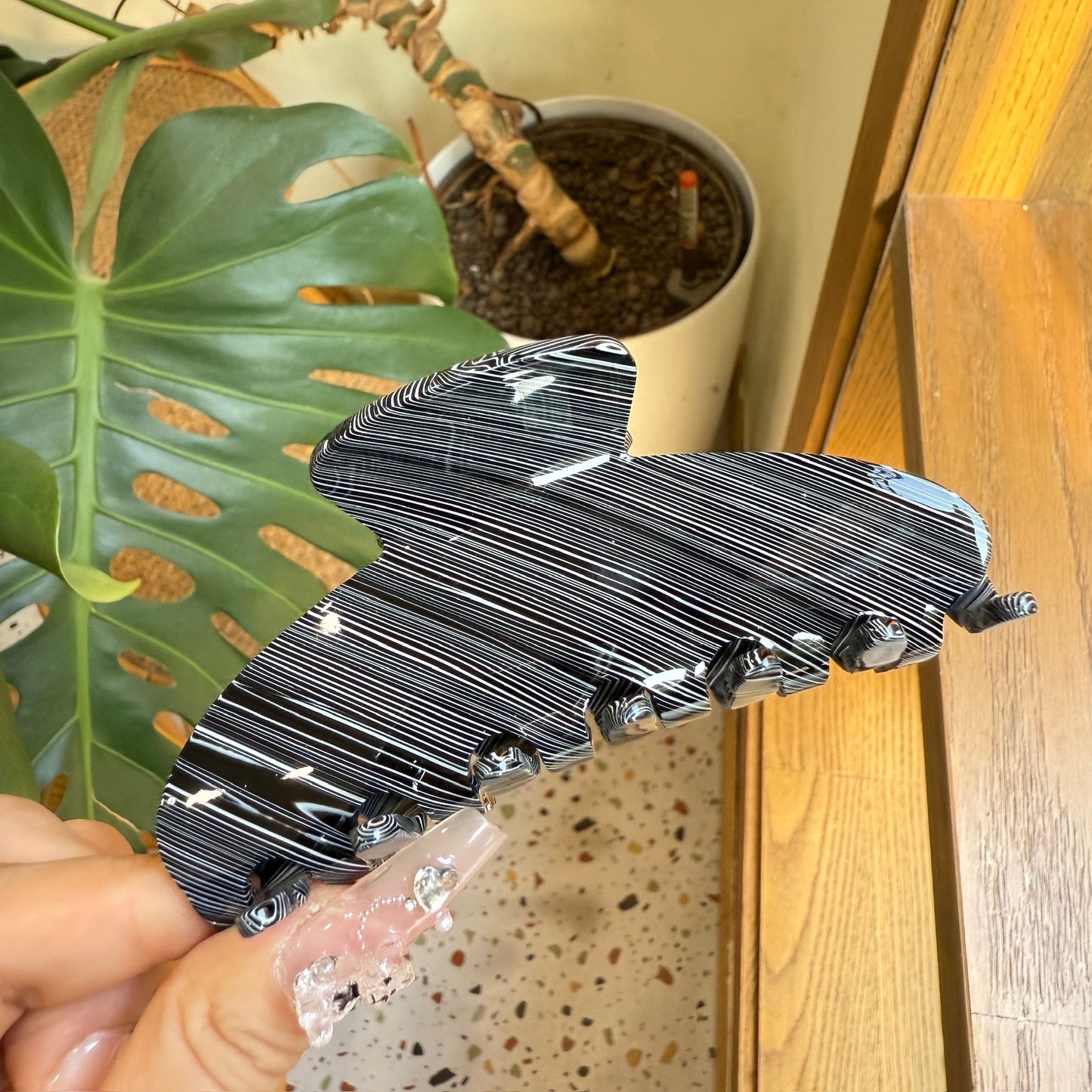 4" Wavy Cellulose Acetate Hair Claw Clips Hair Clips Hairpin Head Accessories