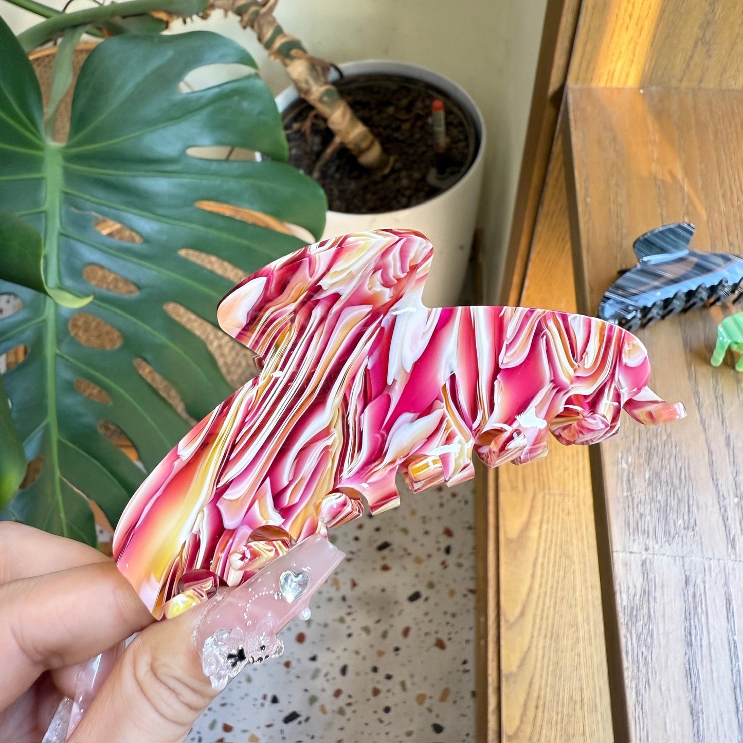 4" Wavy Cellulose Acetate Hair Claw Clips Hair Clips Hairpin Head Accessories