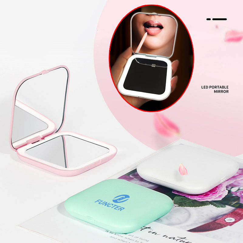 Rectangle 2 Sides LED Travel Makeup Mirror Portable Lighted Beauty Makeup Mirror
