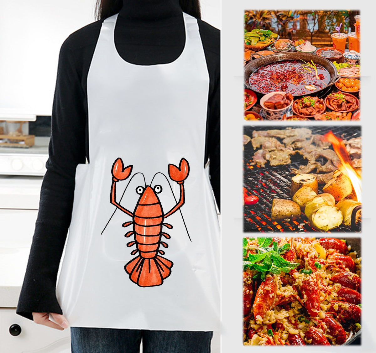 15.6" X 30.7" Disposable Plastic Apron Seafood Bibs