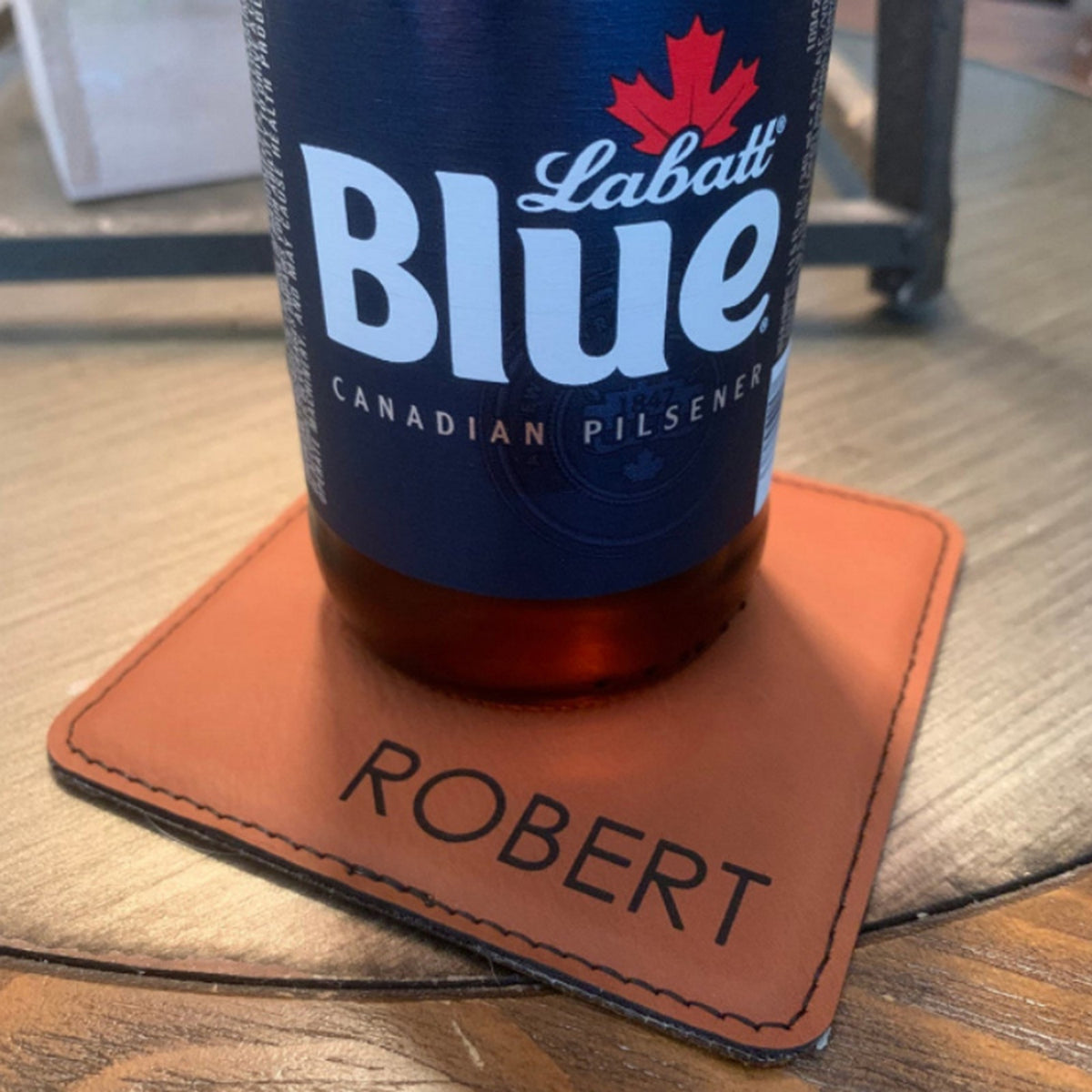 2" 1 Square Leather Coaster Bottle Opener