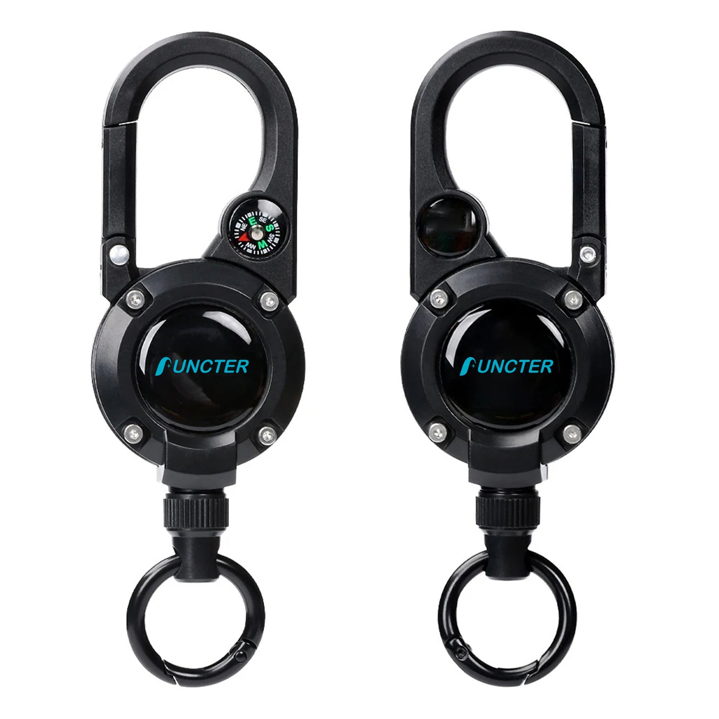 Outdoor Retractable Heavy Duty Badge Reel Key Holder w/ Compass