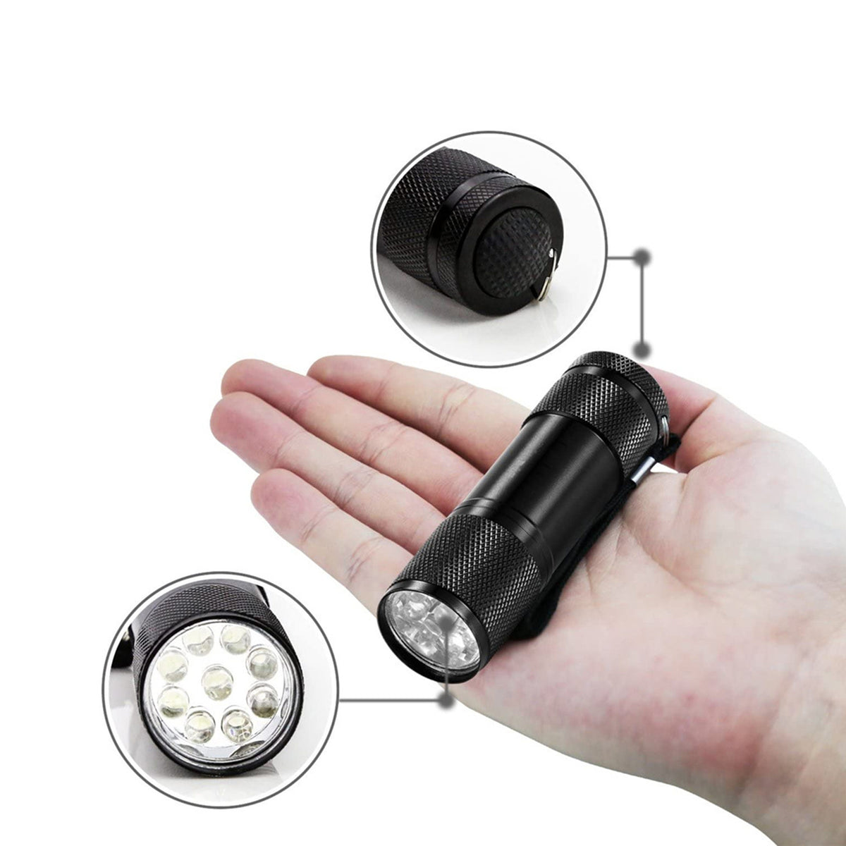 9 LED Mini Black Light UV Flashlight