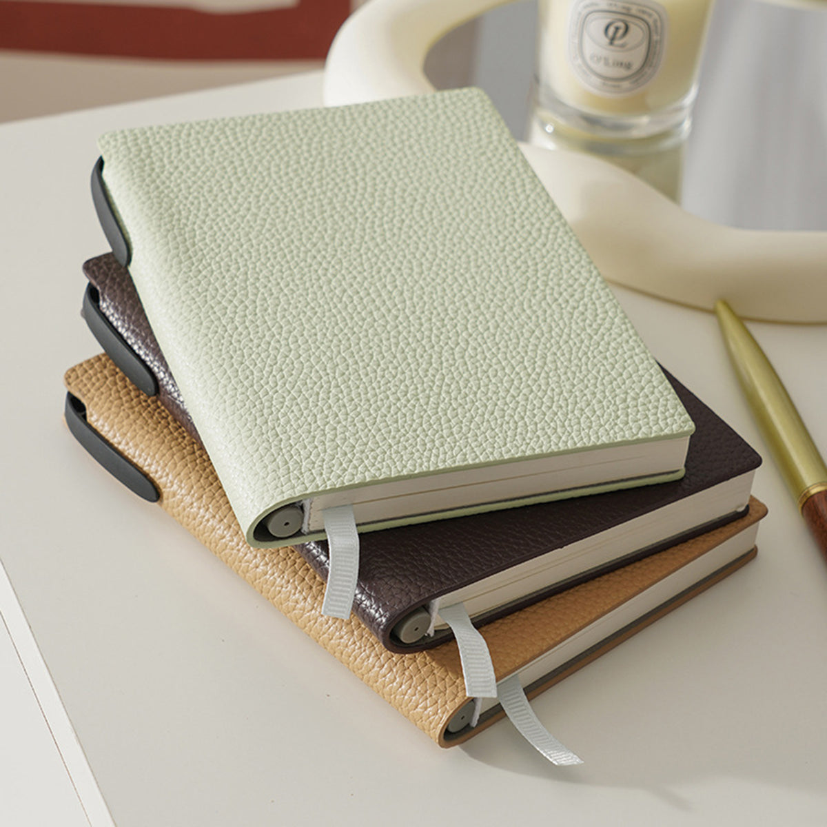 A6 PU Pocket Notebook Mini Note pads w/ Pen Holder
