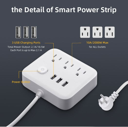 Surge Protector Power Strip w/USB Charging Ports
