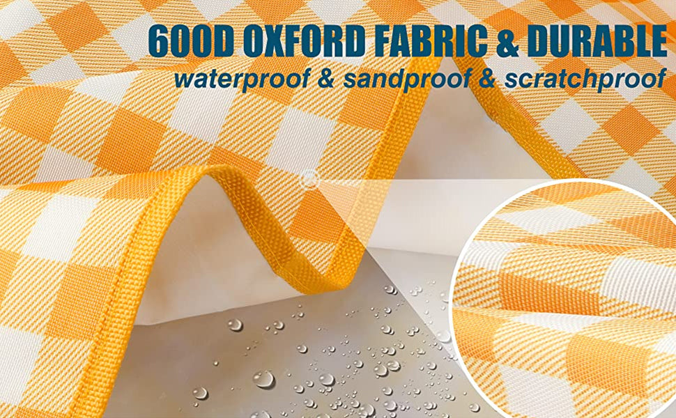 78 x 78" Picnic Mat, Extra Large Waterproof Beach Blanket for 6-8 People