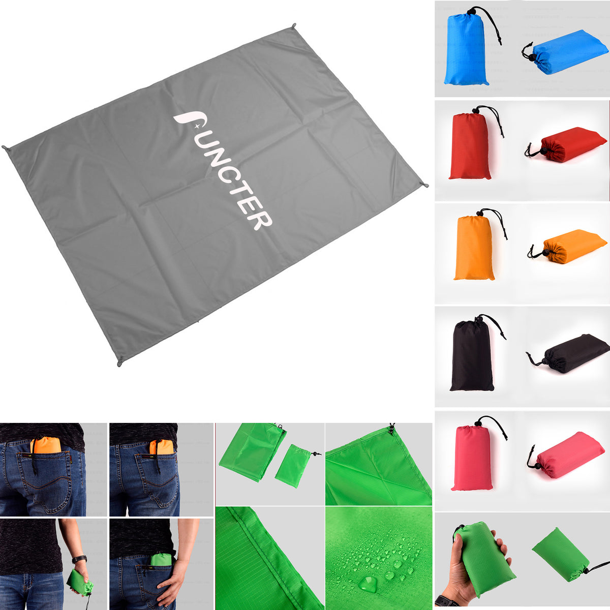 39.4 x 55.16" Large Sand Free Beach Mat Pocket Blanket