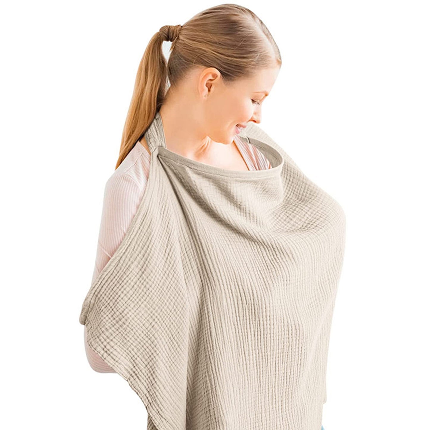 Nursing Cover for Baby Breastfeeding, Breathable Privacy Nursing Covers with Arch Neckline for Mom