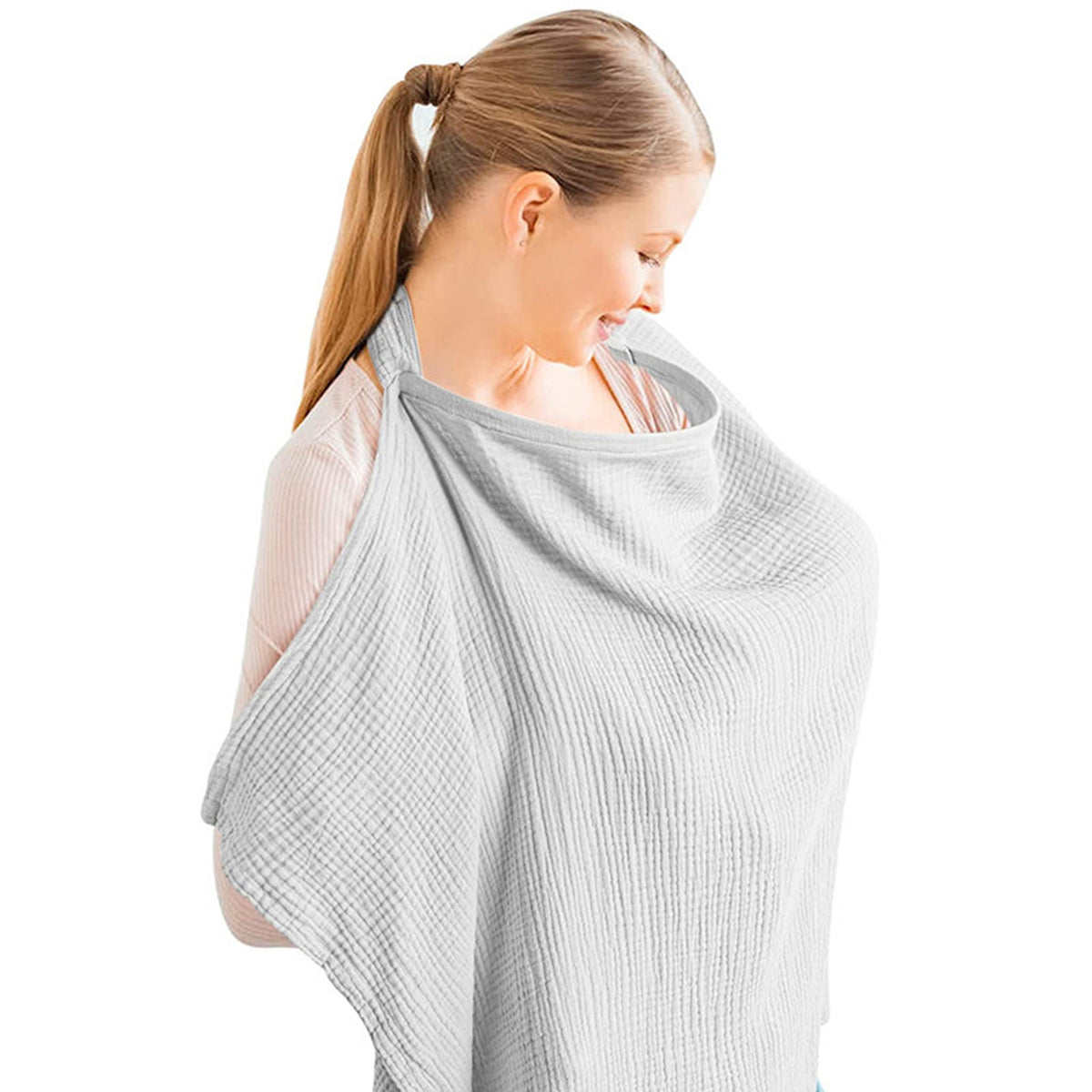 Nursing Cover for Baby Breastfeeding, Breathable Privacy Nursing Covers with Arch Neckline for Mom