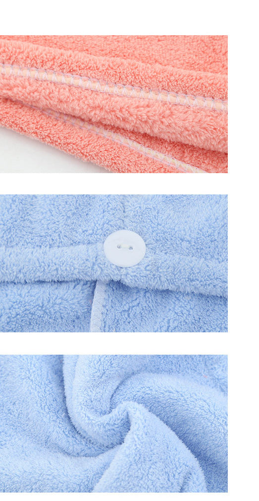 Microfiber Hair Towel Warp Super Absorbent Hair Shower Cap with Button Quick Dry Towel