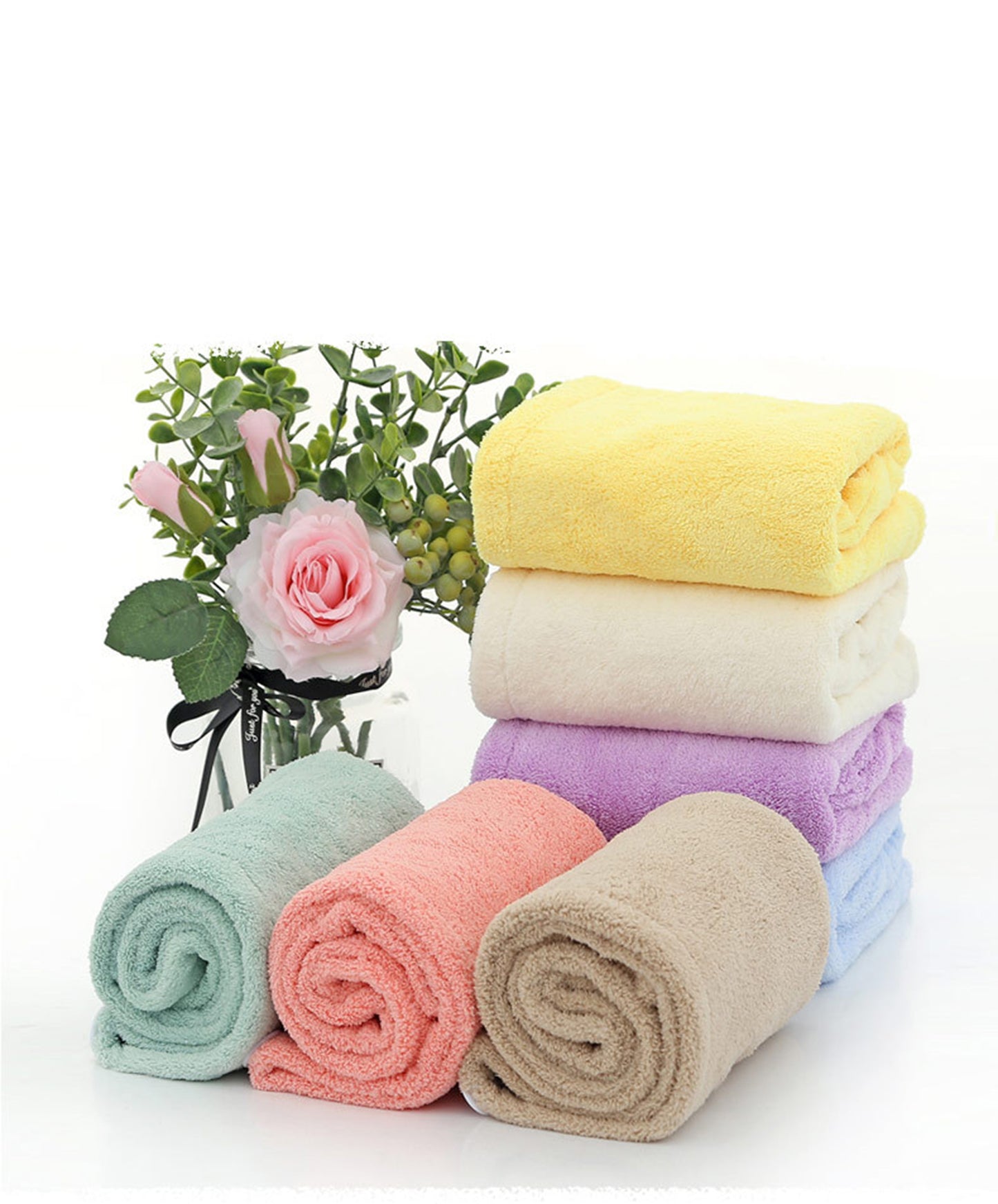 Microfiber Hair Towel Warp Super Absorbent Hair Shower Cap with Button Quick Dry Towel