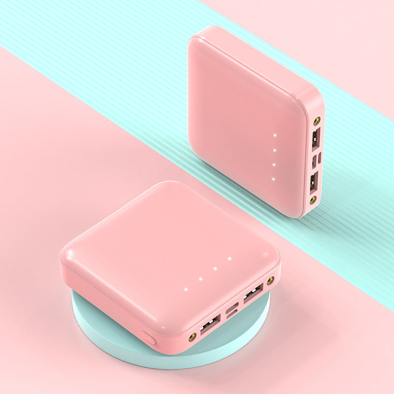 PU Surface Square Power Bank 10,000 mAh W/ Two LED Lights