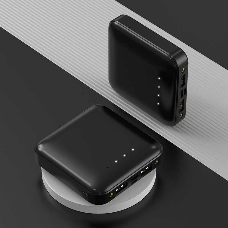 PU Surface Square Power Bank 10,000 mAh W/ Two LED Lights