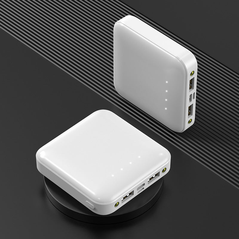 PU Surface Square Power Bank 10,000 mAh W/ Two LED Lights